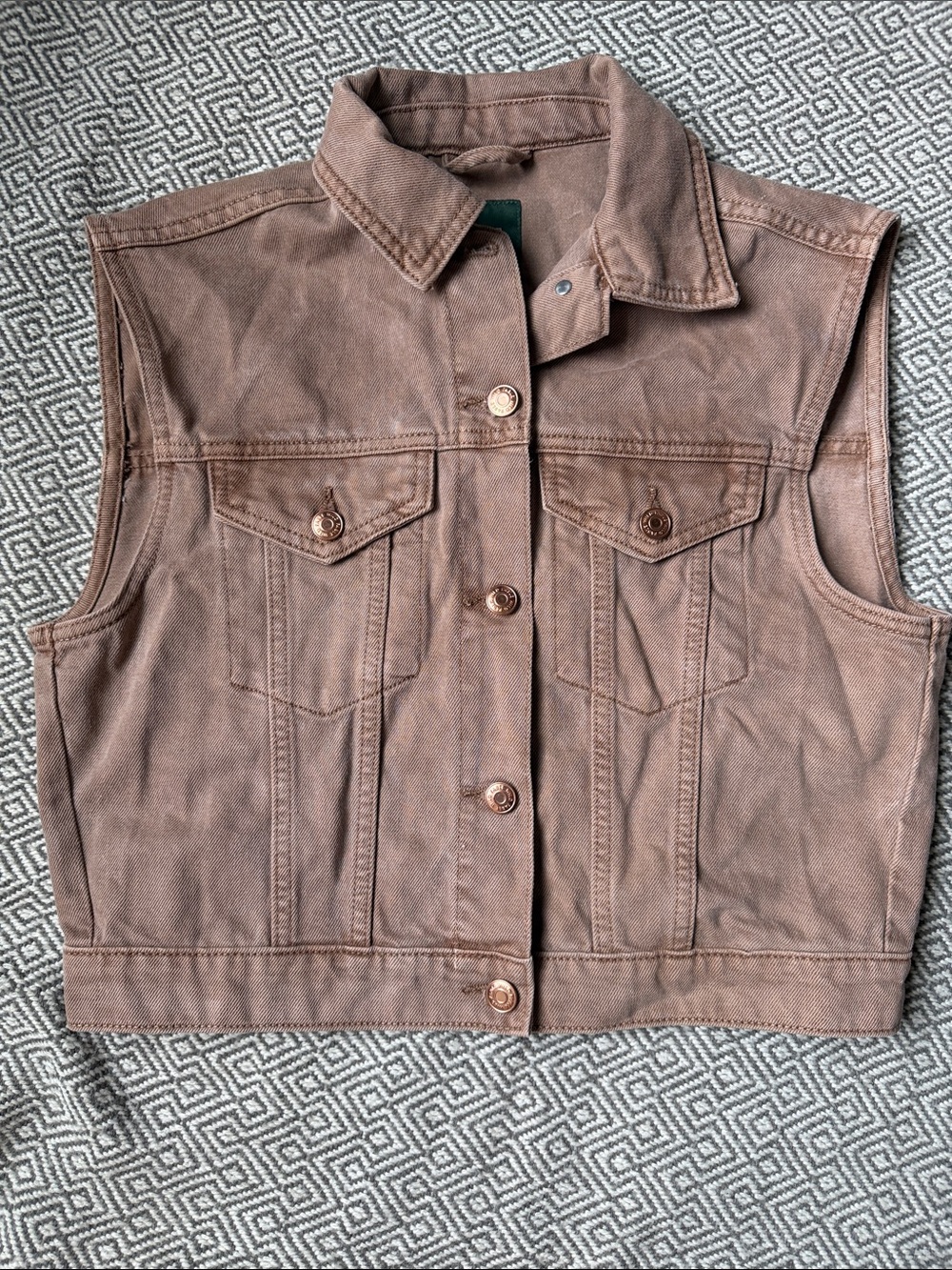 wild fable Beige Cropped Denim Vest